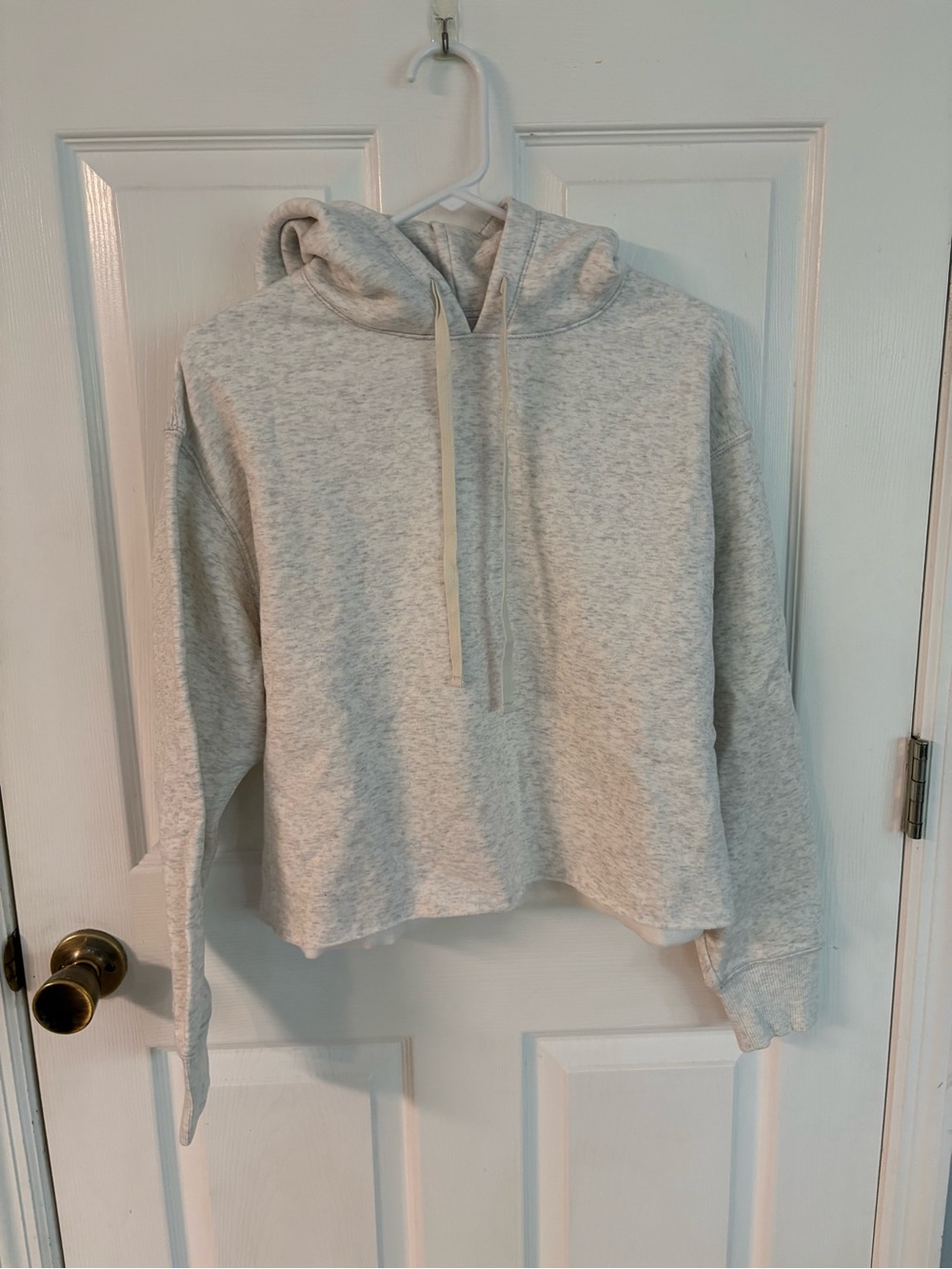 new American Eagle Light Heather Gray Cropped Hoodie